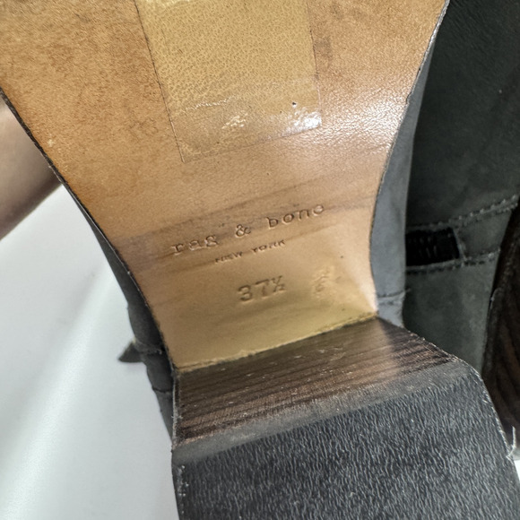 Rag‎ & Bone Boots Womens 37.5 Grey Black Harrow Suede Block Heel Ankle Bootie - Picture 5 of 11